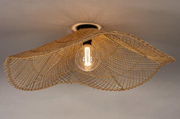 Rietveld Plafondlampen - Bruin, Naturel - Rotan, Huis en Inrichting, Lampen | Plafondlampen, Verzenden, Nieuw