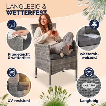Polyrotan Tuinstoelen 2 Stuks Grijs stapelbaar, Verzenden, Nieuw
