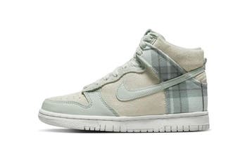 Nike Dunk High SE Tartan Plaid White Light Green (GS), Nieuw