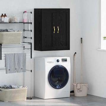 vidaXL Wandkast Zwart Eiken 69,5 x 34 x 90 cm Bewerkt hout, Huis en Inrichting, Kasten | Buffetkasten, Minder dan 50 cm, Verzenden