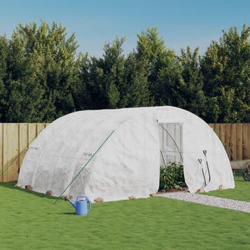 vidaXL Kas met stalen frame wit 20 m² 5x4x2,3 m, Tuin en Terras, Verzenden, Nieuw