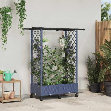 vidaXL Verhoogd Bed met Trellis en Dak Grijs 122,5 x 40 x, Verzenden, Nieuw, Minder dan 60 cm, 60 cm of meer