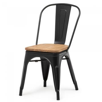 Stapelstoel Tolix | Staal met Houten Zitting | Zwart | 4..., Verzenden, Nieuw in verpakking