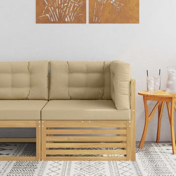 vidaXL Buiten Hoek Sofa Massief Acaciahout Wit, Verzenden, Nieuw