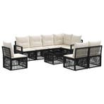 vidaXL Tuinbankenset 9 pcs Zwart poly rattan, Tuin en Terras, Tuinsets en Loungesets, Verzenden, Nieuw, Meer dan 8 zitplaatsen