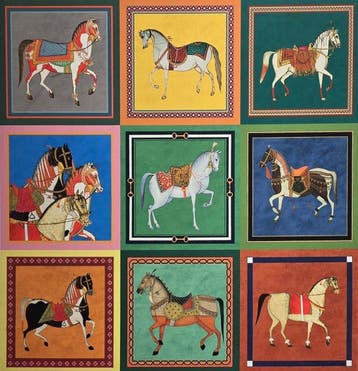 Decoratief paardenpaneel Chevalier in exclusief velours -