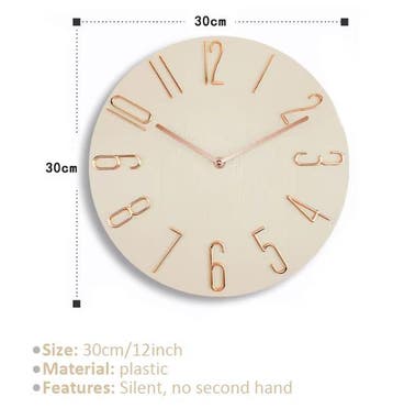 Scandinavische Wandklok 30 cm Moderne Stille Quartz Klok, Verzenden, Nieuw