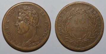 10 Cents Guyane Guyana Km 19 10 Cent 1828 A Paris Charles X, Verzenden