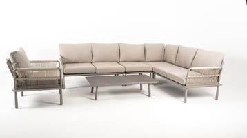 Hoek Loungeset - Trino - Aluminium - Beige - Datho Outdoor, Verzenden, Nieuw