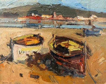 Ramon Vilar (XX) - Barcas en la playa
