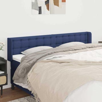 vidaXL Hoofdbord met randen 183x16x78/88 cm stof blauw, Verzenden, Nieuw, Blauw, Stof