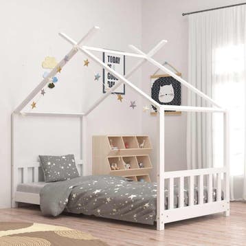 vidaXL Kinderbedframe massief grenenhout wit 80x160 cm, Verzenden, Nieuw