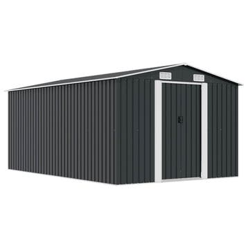 vidaXL Tuinschuur 257x392x181 cm metaal antracietkleurig, Tuin en Terras, Tuinhuizen, Verzenden, Nieuw