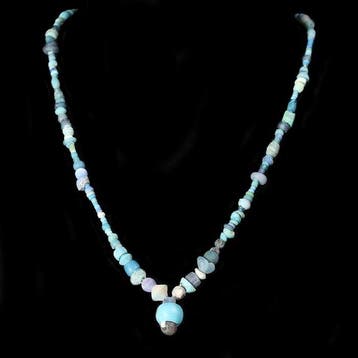 Oud-Romeins Lichtblauw glas Kralenketting (Zonder, Antiek en Kunst