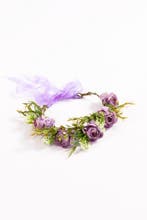 Luxe Bloemenkrans Haar Pioenrozen Paars Lila Bloemen Haarban, Ophalen of Verzenden, Nieuw, Carnaval, Accessoires