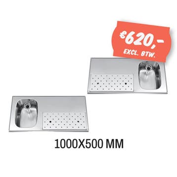 RVS Spoeltapblad ST-BB100-1 kleine spoelbak - Horecajenp.nl, Nieuw in verpakking