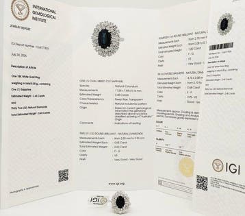 Ring - 18 karaat Witgoud Saffier - Diamant, Nieuw