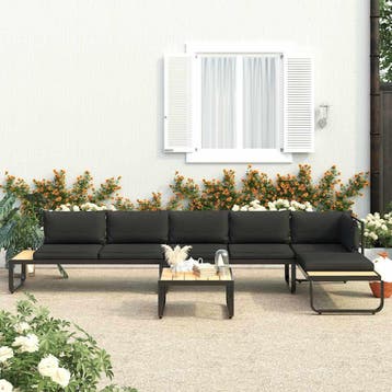 vidaXL 4-delige Tuinhoekbankenset met kussens aluminium en, Tuin en Terras, Verzenden, Nieuw, Overige materialen