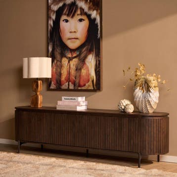 Tv meubel Solana Bruin Mangohout 210 cm | Starfurn, Huis en Inrichting, Ophalen of Verzenden, Nieuw