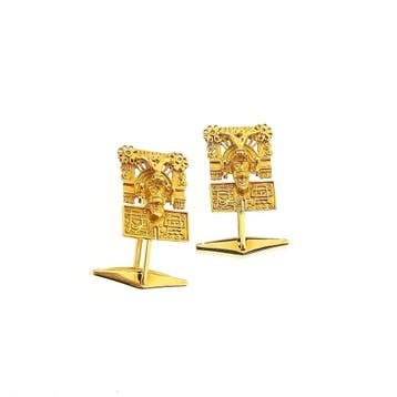 Gouden manchetknopen met Oosters ontwerp, Sieraden, Tassen en Uiterlijk, Manchetknopen, Ophalen of Verzenden, Gebruikt, Goud