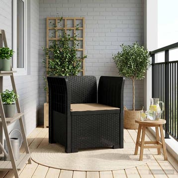 vidaXL Eénpersoons Fauteuil met Kussen Rattan Look PP, Verzenden, Nieuw