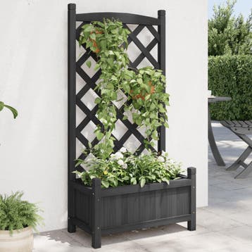vidaXL Plantenbak met latwerk 55x29,5x110 cm massief, Verzenden, Nieuw, Hout