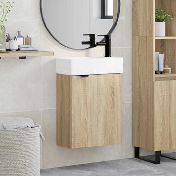 vidaXL Badkamermeubel met kraan Sonoma Eiken 45,5 x 22,5 x, Verzenden, Nieuw