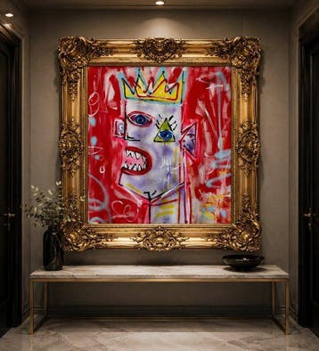 Timo Wedell - Chaotic Crowned Portrait - XL- Basquiat Style