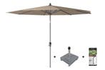 Platinum Riva stokparasol 3 m. rond - Taupe met voet en hoes, Tuin en Terras, Tuinsets en Loungesets, Verzenden, Nieuw, Overige materialen