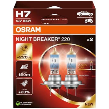 Osram H7 Night Breaker 220 +220% autolampen – 2 stuks, Verzenden, Nieuw