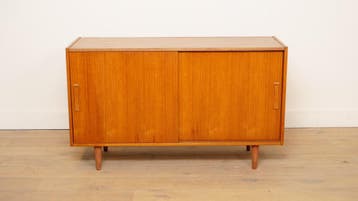 Vintage dressoir met schuifdeuren | Teak | 120 cm, Ophalen of Verzenden, Nieuw