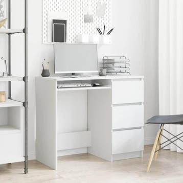 vidaXL Bureau 90x45x76 cm bewerkt hout wit, Verzenden, Nieuw