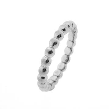 Witgouden aanschuifring met bolletjes, Sieraden, Tassen en Uiterlijk, Ringen, Gebruikt, Ophalen of Verzenden, Kleiner dan 17, Dame