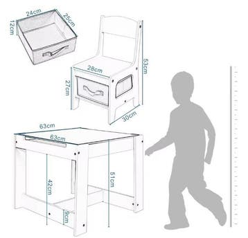 Wit Kinderbureau met 2 Stoelen – Omkeerbaar en Opbergruimte, Verzenden, Nieuw