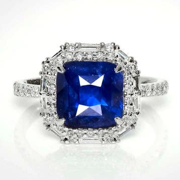 Zonder minimumprijs - Ring - 14 karaat Witgoud, IGI 4,09 ct, Nieuw