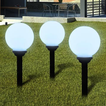 vidaXL Tuinpadlampen 3 st met grondpin LED 20 cm, Verzenden, Nieuw, Kunststof