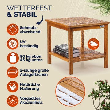 Bijzettafel Washington Acaciahout 45x45x45cm (Meubelen), Verzenden