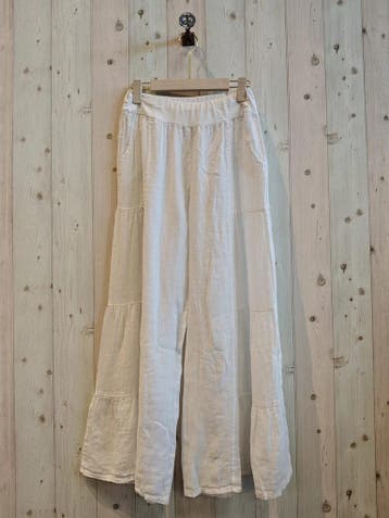 Puur linnen broek met elastische talie - brede pijpen aan, Kleding | Dames, Tops, Nieuw