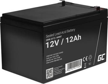 Green Cell 12V 12Ah (6.3mm) 12000mAh VRLA AGM accu, Ophalen of Verzenden, Zo goed als nieuw