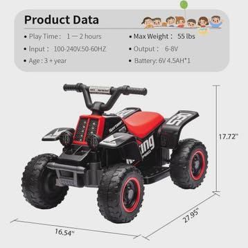 Elektrische Kinder Quad ATV 6V met Muziek, Claxon en LED Ver, Verzenden, Nieuw