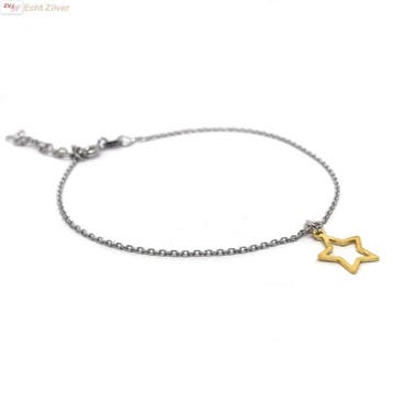 925 zilveren armbandje met verguld ster hangertje, Verzenden, Nieuw, Zilver