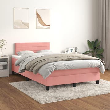 vidaXL Boxspring met matras fluweel roze 120x200 cm, Verzenden, Nieuw, Twijfelaar, 120 cm