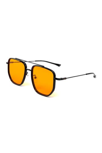 KIMU® Zonnebril Hexagon Zwart Montuur Oranje Glazen Dames He, Hobby en Vrije tijd, Feestartikelen, Ophalen of Verzenden, Nieuw