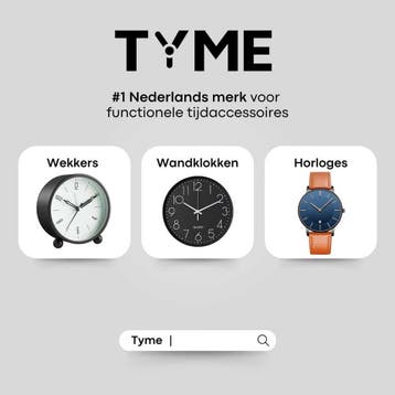 Tyme Wandklok 30cm Klok modern - Analoog - Stil Uurwerk -, Ophalen of Verzenden, Zo goed als nieuw