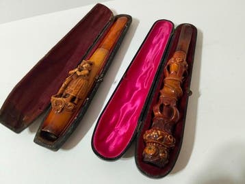 Sigarettenhouder (2) - Meerschaum (sepioliet) en amber, Nieuw