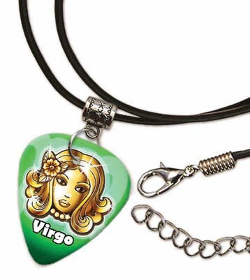 Maagd plectrum ketting, sleutelhanger of oorbellen, Ophalen of Verzenden, Nieuw