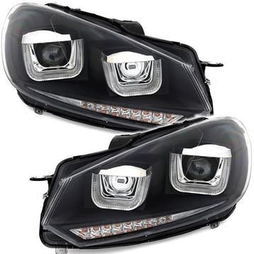 Koplampen VW Golf VI U-Tube LED Dynamic Black, Ophalen of Verzenden, Nieuw