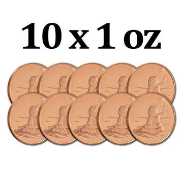 Verenigde Staten. 10 x 1 oz Melting Snowman 999 Copper Round