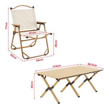 Tuinset Botrugno 5-delig campingset houtkleurig en beige cas, Verzenden, Nieuw