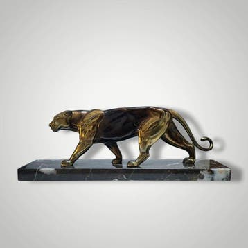 Alexandre Ouline - sculptuur, Panthère - 50 cm - metaal,